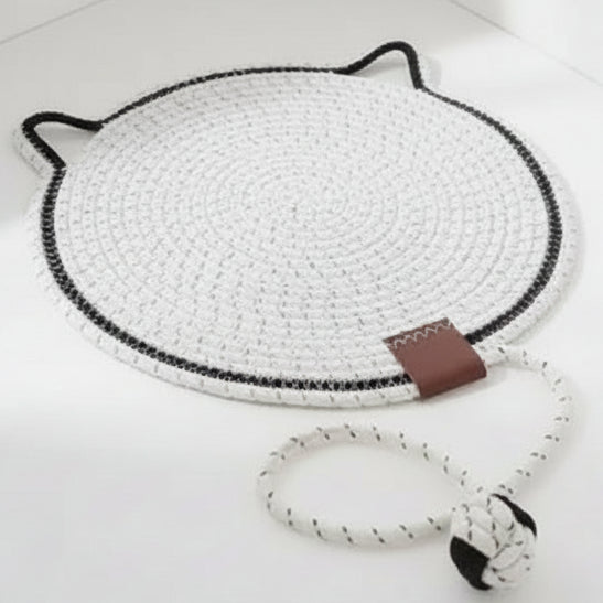 Tapis tressé blanc pour chat - âme & muzo