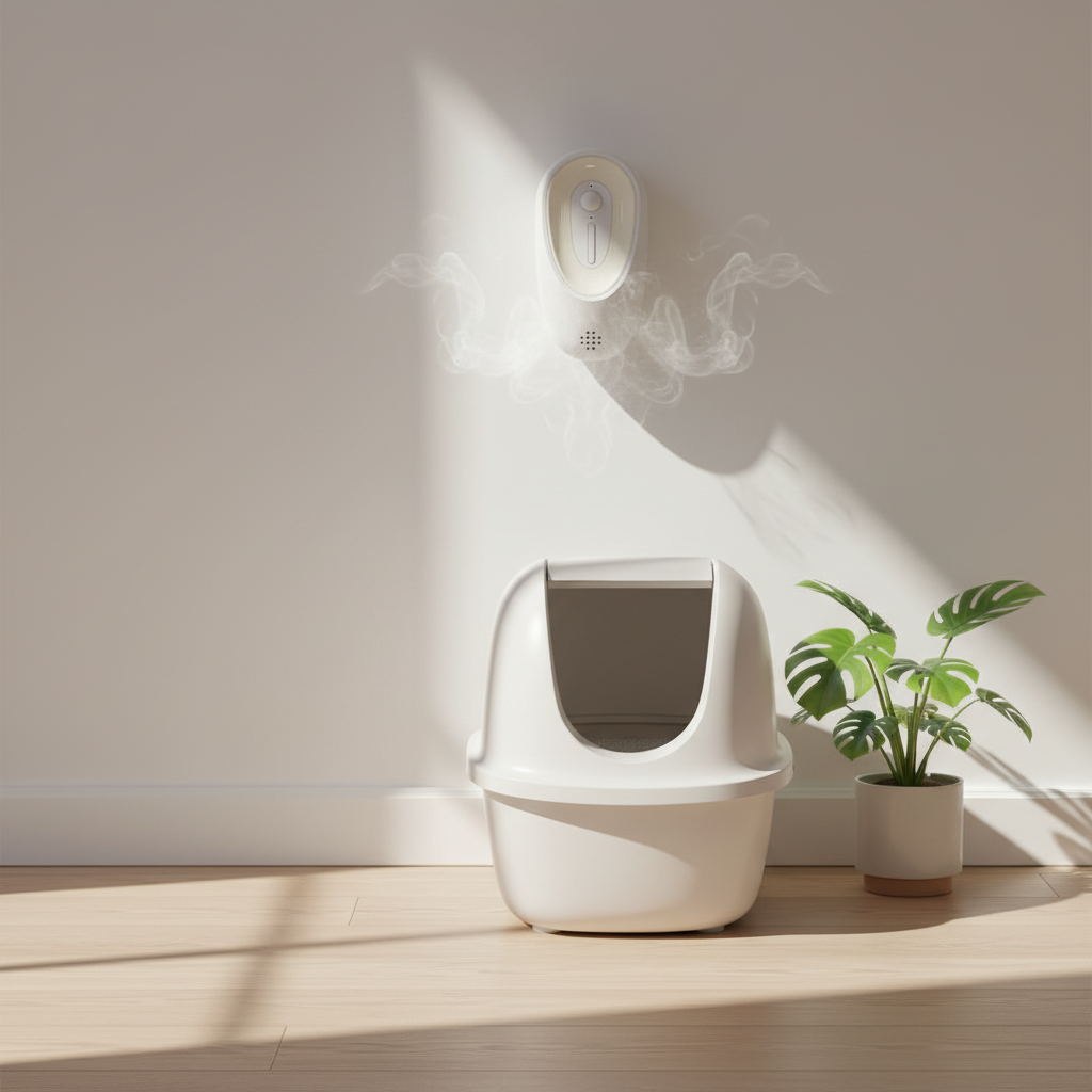 Désodorisant électronique ionique pour litière chat - Technologie sans parfum - Âme & Muzo