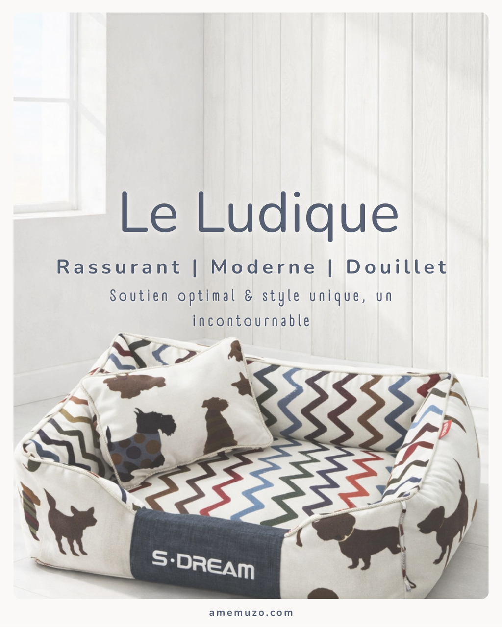 Le Ludique- Coussin Moelleux et Stylé pour Chien et Chat - avec Option Coussin