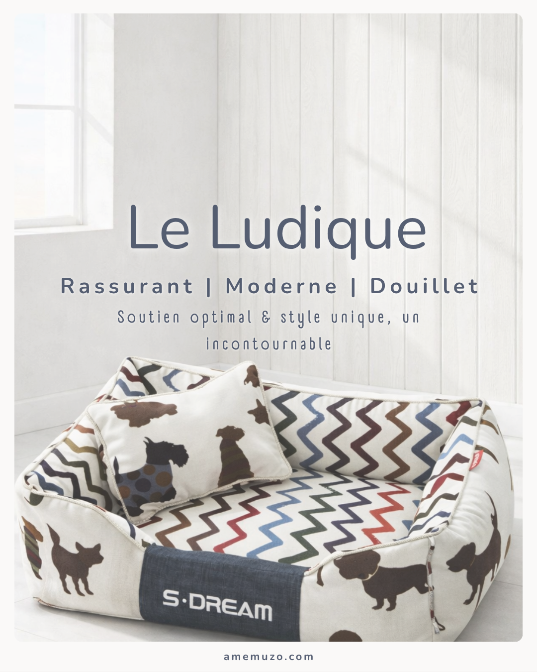 Le Ludique- Coussin Moelleux et Stylé pour Chien et Chat - avec Option Coussin