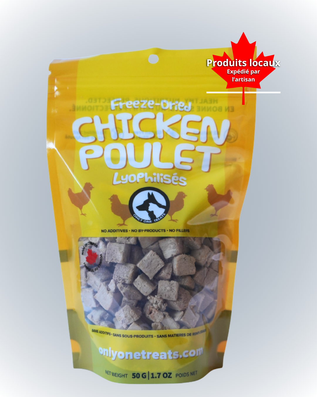 Le Poulet Lyophilisé – Gâterie Naturelle Haute Protéine pour Chien et Chat 50g