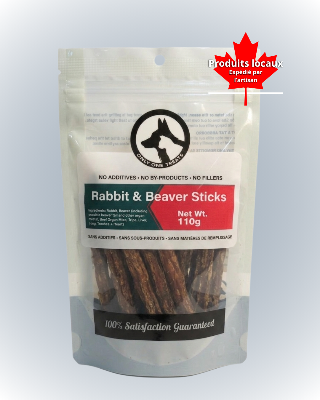 Les Bâtonnets Lapin & Castor – Gâterie Naturelle Fumée pour Chien | 70g