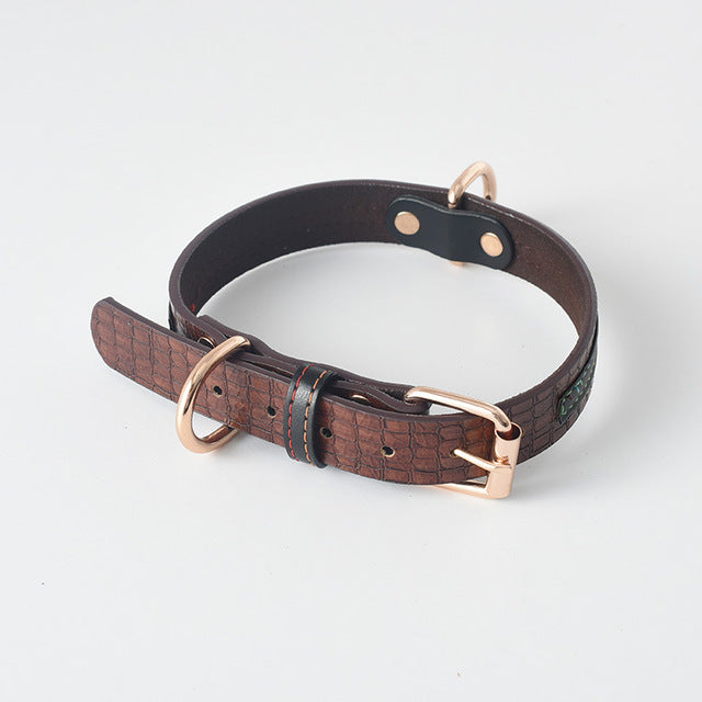 Collier en cuir souple pour chien - café- Âme & Muzo