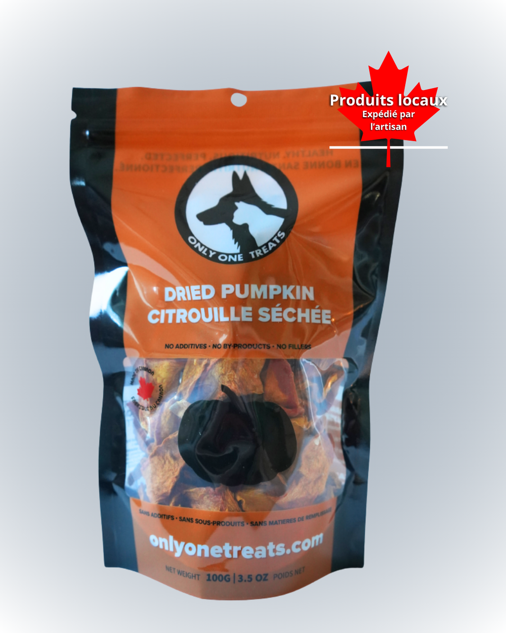La Citrouille Séchée – Gâterie Naturelle Riche en Fibres pour Chien 100g