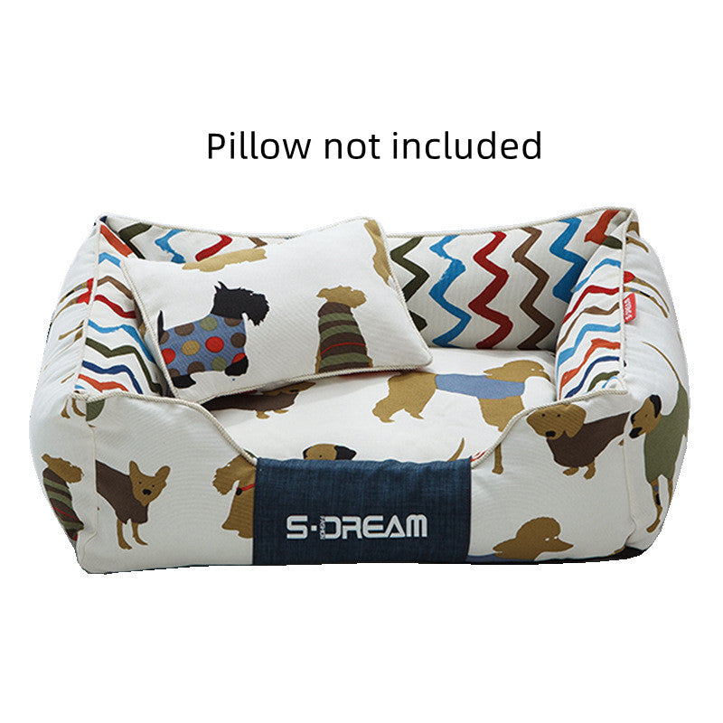 Lit coussin motifs chiens colorés intérieur zigzags - Âme & Muzo