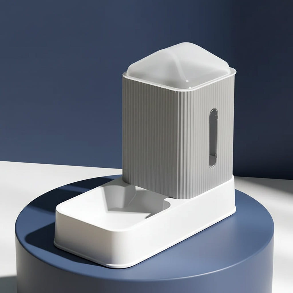 distributeur de nourriture pour chien et chat- gris et blanc- premium- âme & muzo