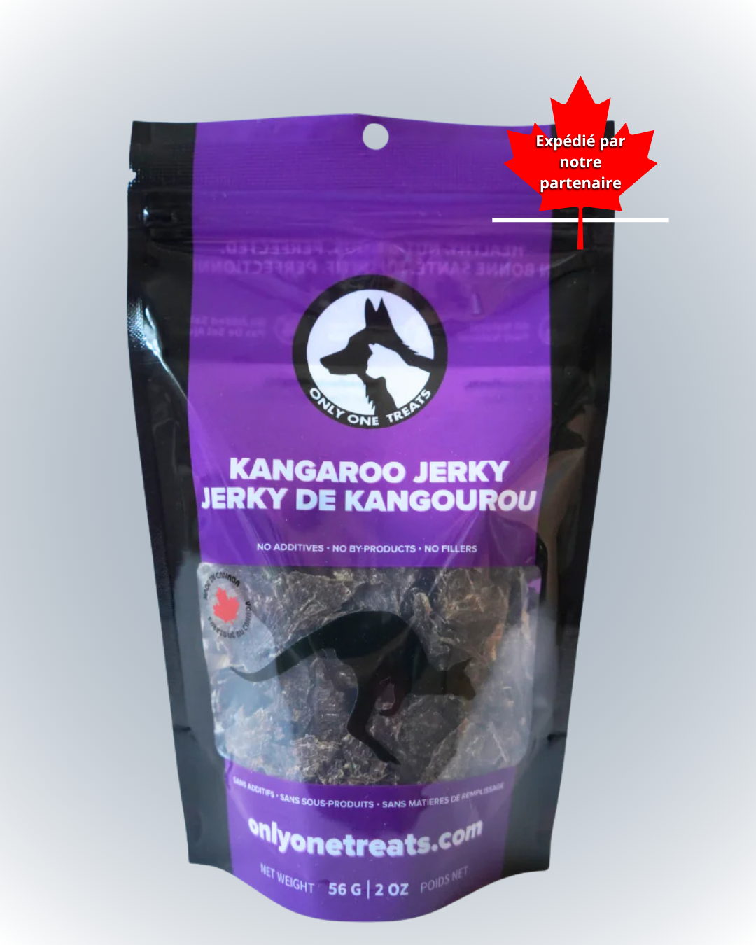 Le Kangourou Jerky – Gâterie Naturelle Haute Protéine pour Chien 56g