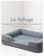 Le Refuge- Lit Imperméable pour Chien et Chat - Housse Amovible et Lavable
