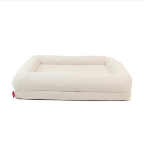 Lit blanc haut de gamme en mousse mémoire-blanc-chien et chat-âme & muzo