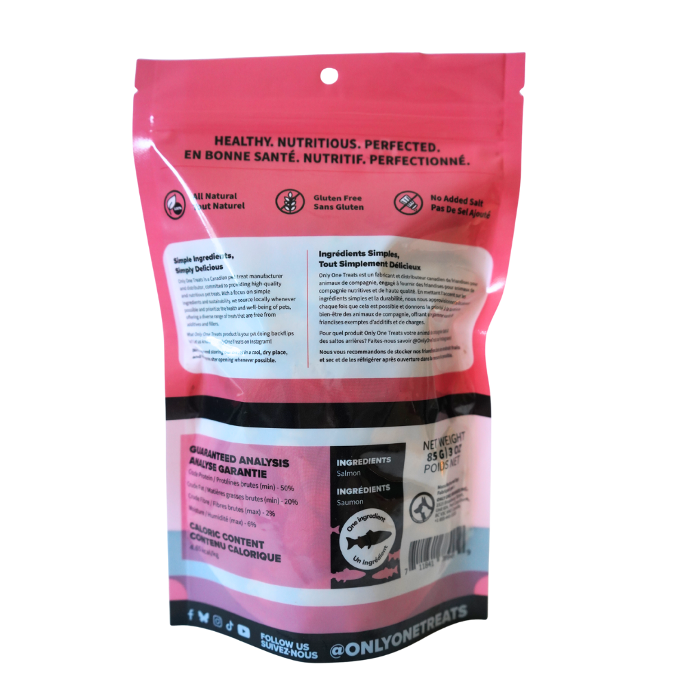 Le Saumon Lyophilisé – Gâterie Naturelle Croustillante pour Chien et Chat 85g