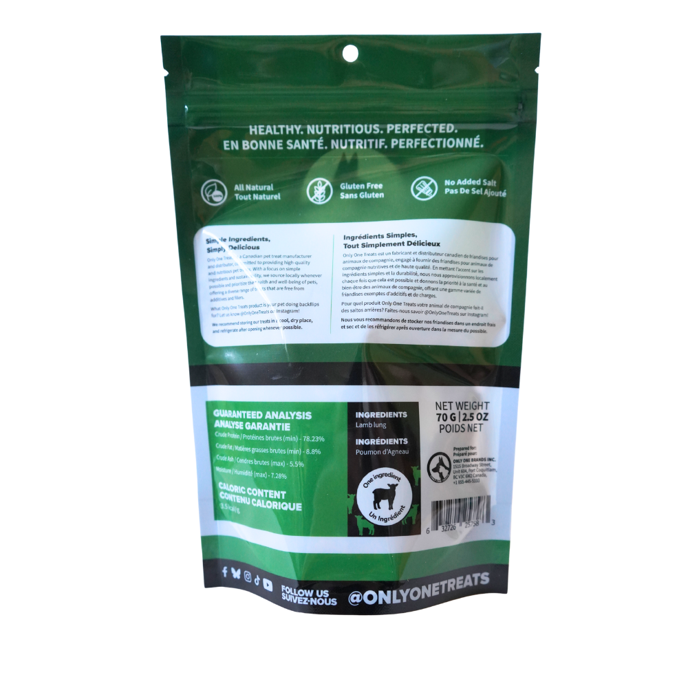 Le Poumon d'Agneau – Gâterie Naturelle Croustillante pour Chien 70g