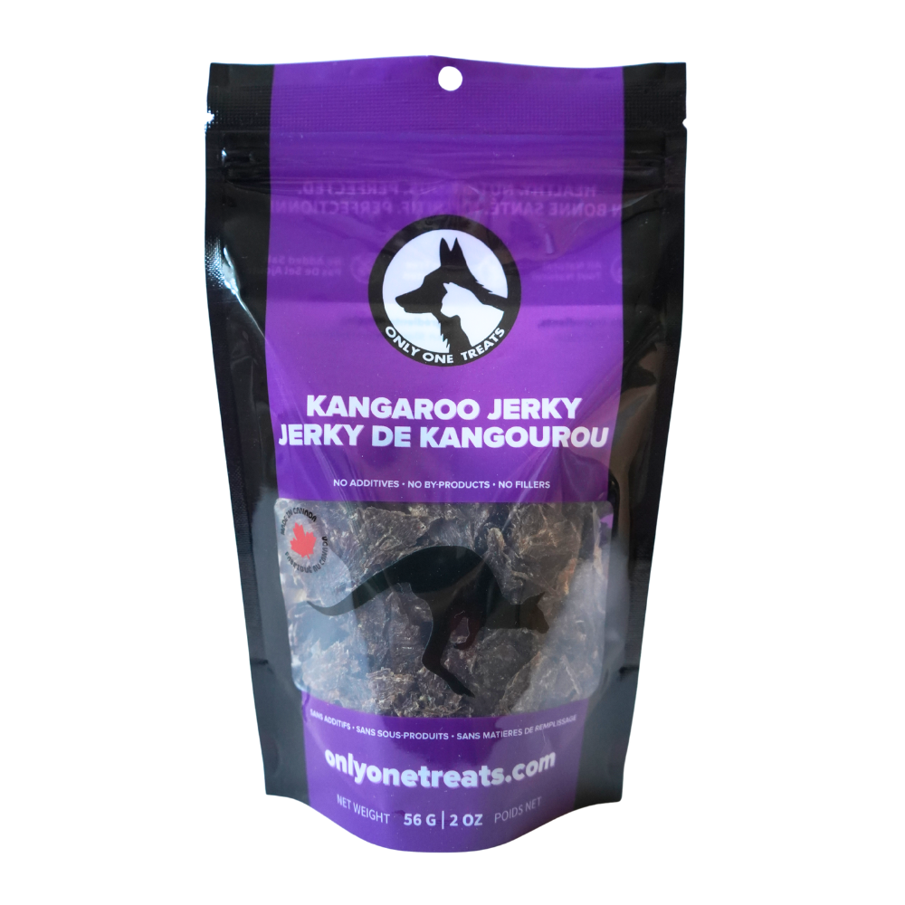 Le Kangourou Jerky – Gâterie Naturelle Haute Protéine pour Chien 56g