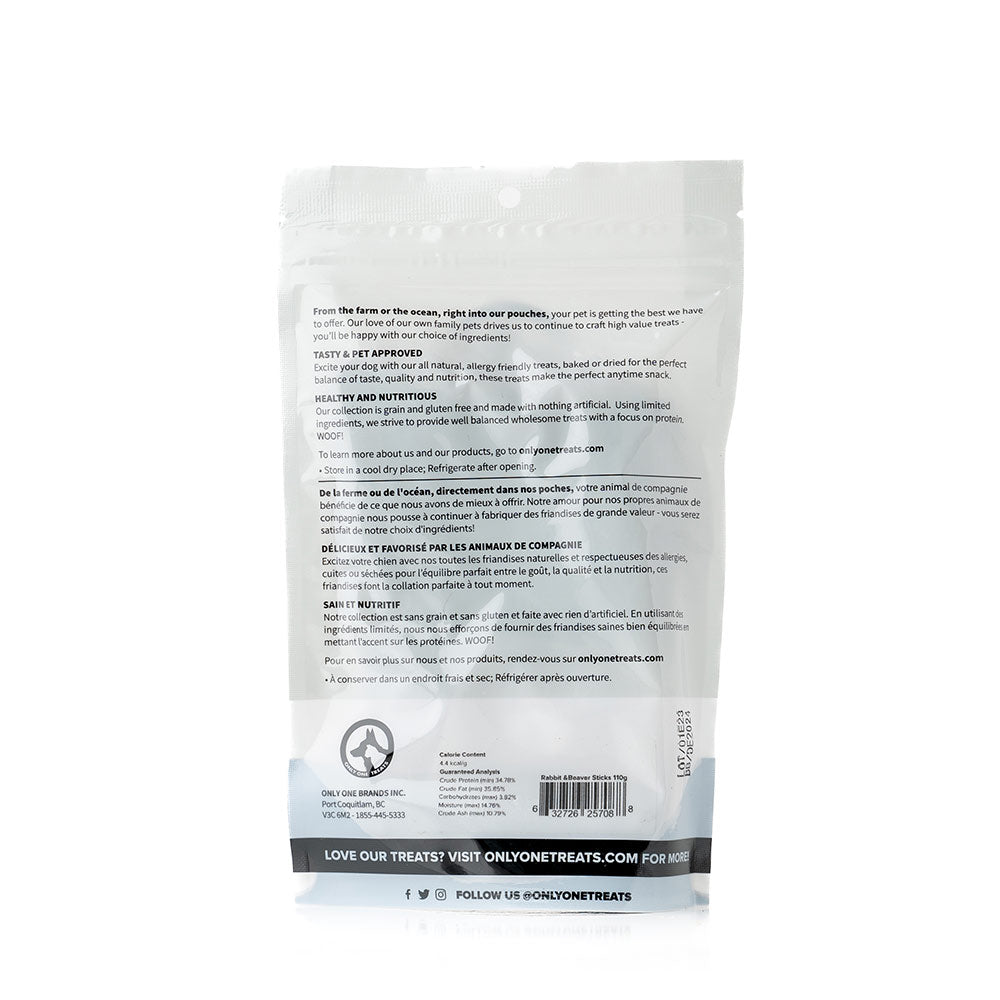 Les Bâtonnets Lapin & Castor – Gâterie Naturelle Fumée pour Chien | 70g