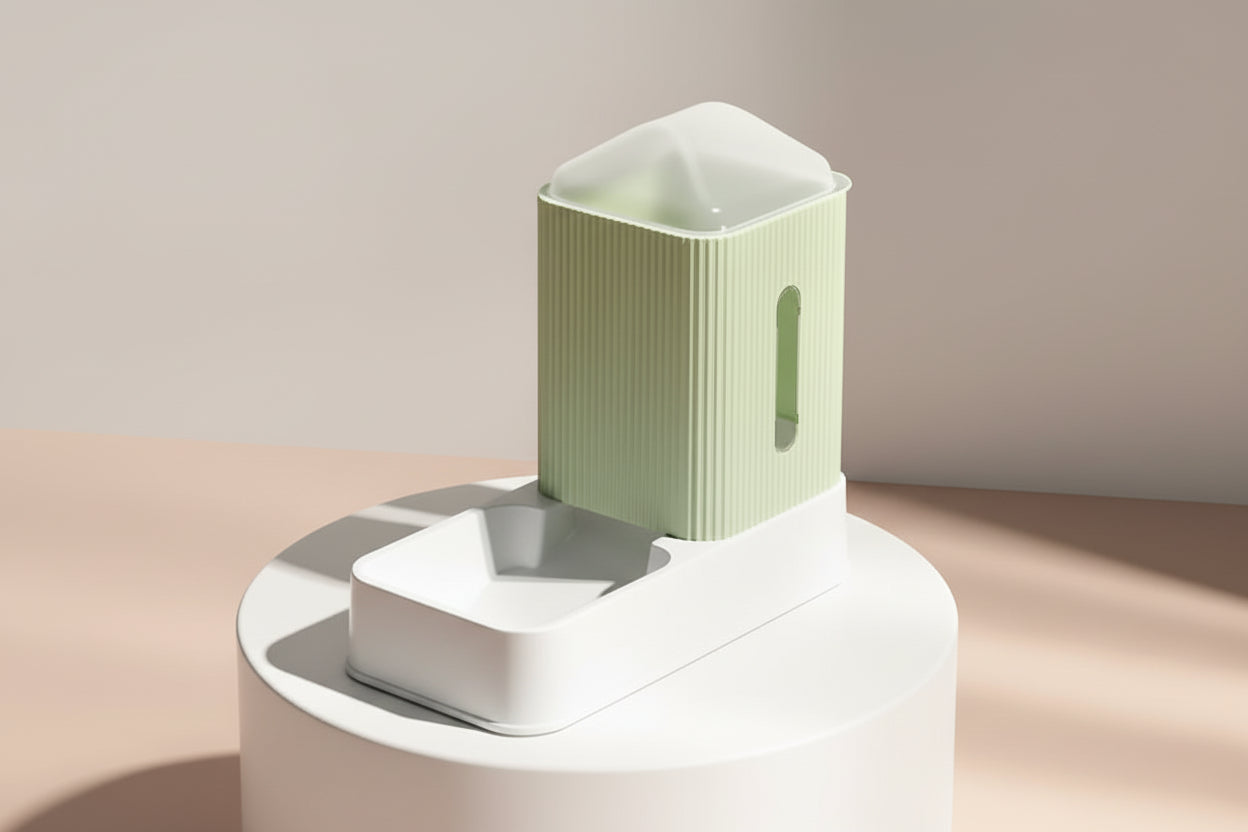 Distributeur de nourriture pour chien ou chat - vert et blanc- Âme & Muzo