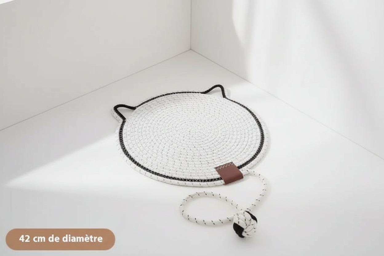 Tapis tressé blanc pour chat - âme & muzo
