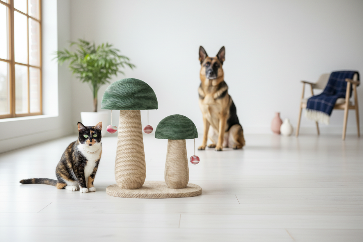 Alice et Caya avec griffoir champignon