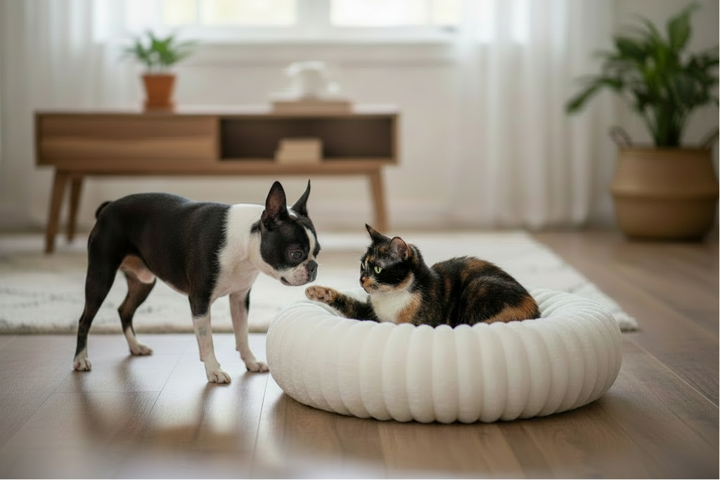 Alice et Méo - coussin blanc