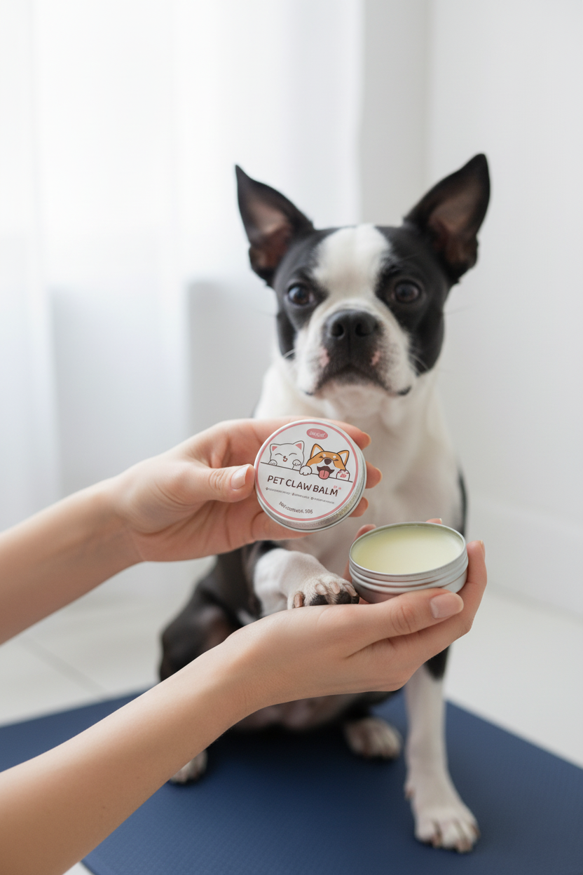 Application du baume sur les coussinets de Méo