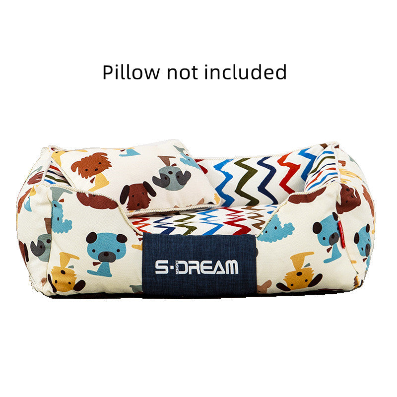 Lit coussin motifs chiens colorés intérieur zigzags - Âme & Muzo