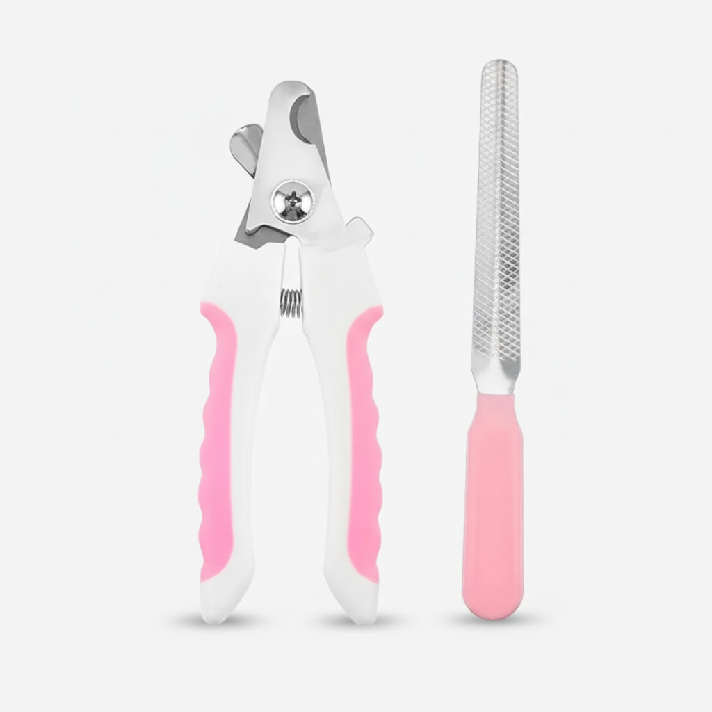 Coupe-griffe rose et lime fond gris pâle — Âme & Muzo