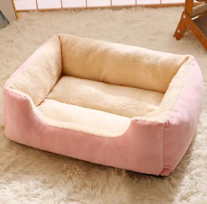 Lit douillet en mousse haute densité rose pour chat et petit chien - âme & muzo