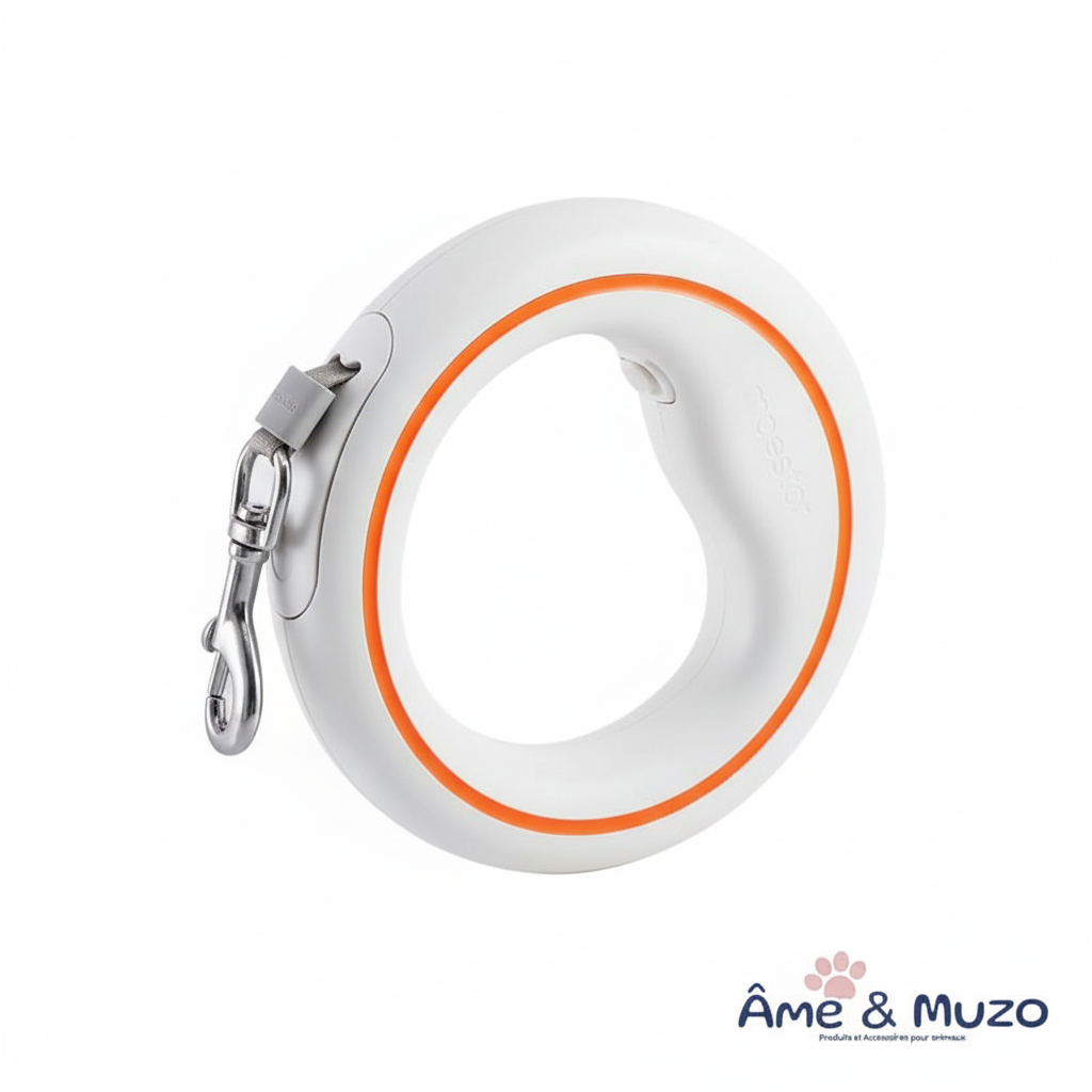 Laisse circulaire blanche-orange avec logo