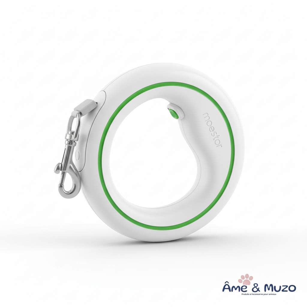 Laisse circulaire blanche-verte avec logo