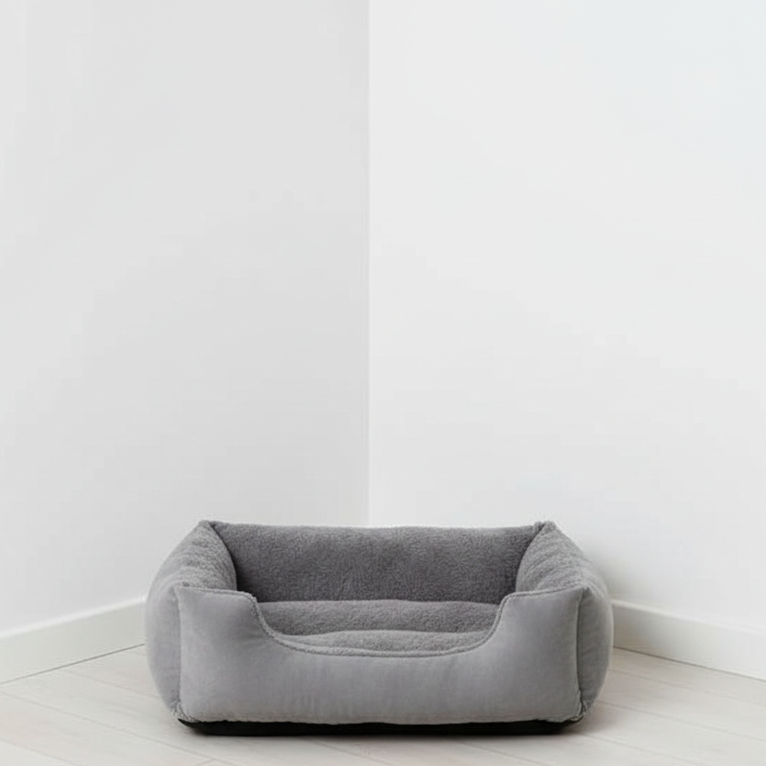 Lit en mousse gris pour chat et petit chien - Support ergonomique - âme & muzo