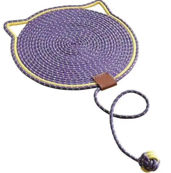 Tapis de jeu tressé lavande et jaune pour chat