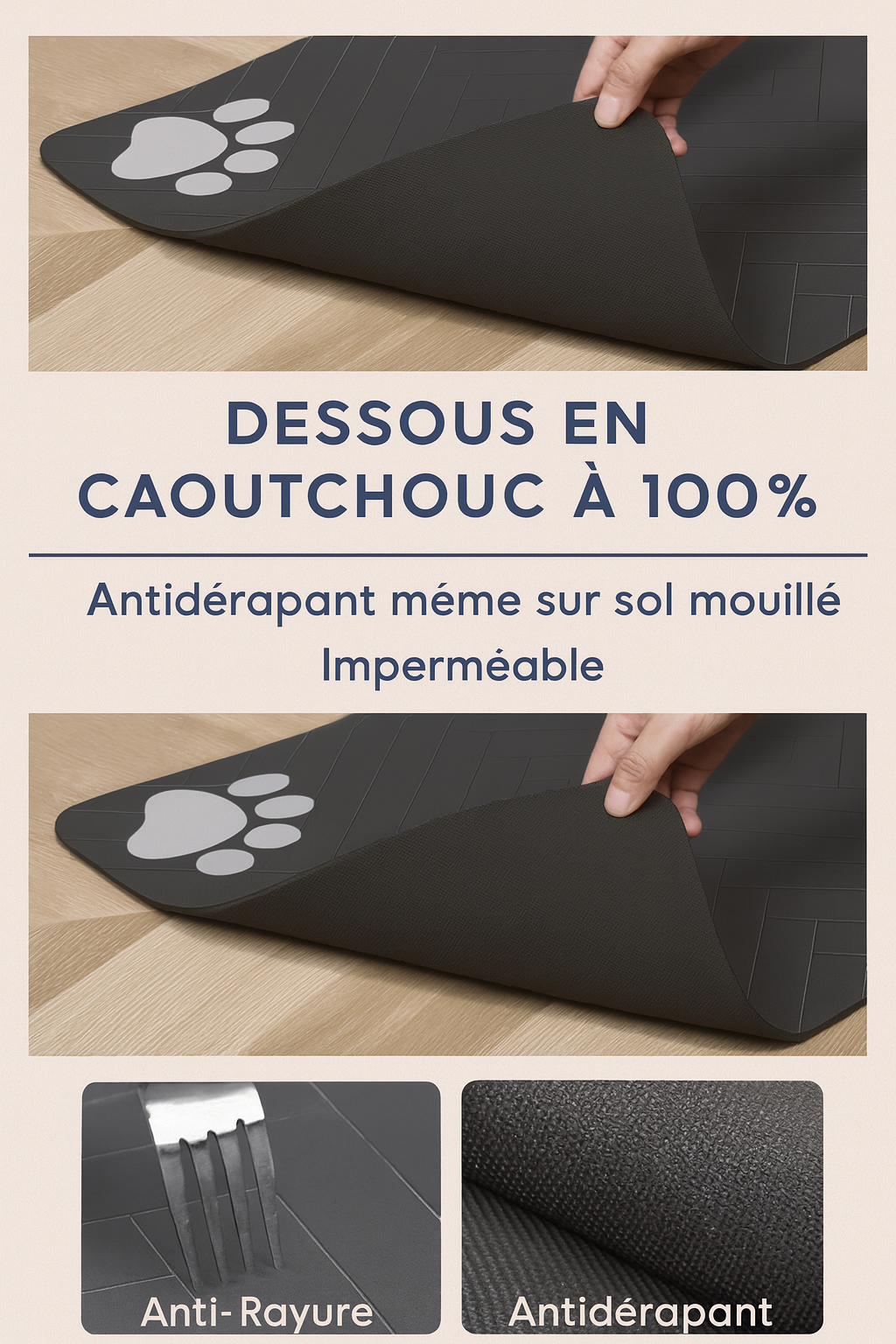 Tapis repas pour animaux domestiques - antidérapant - âme & muzo