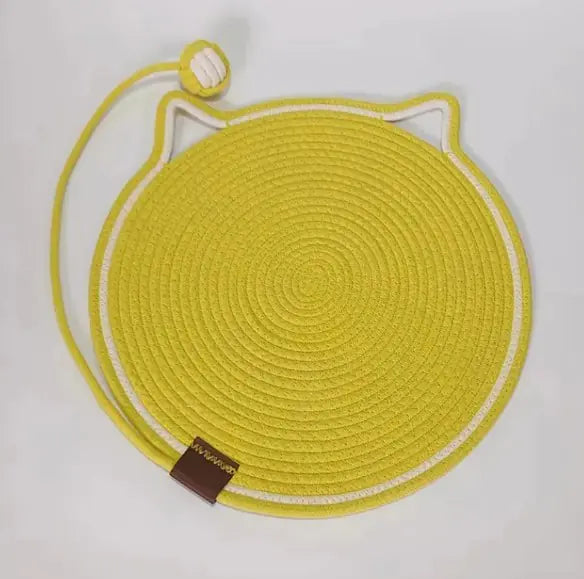 tapis de jeu tressé pour chat jaune