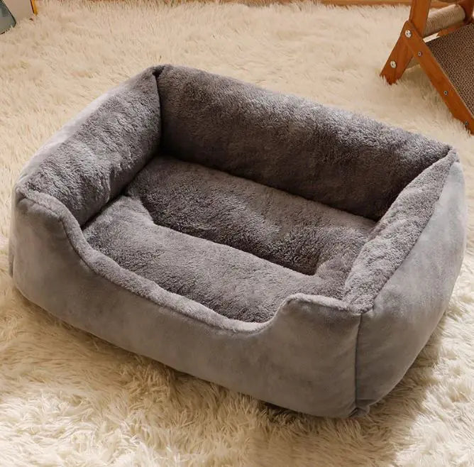 Lit douillet en mousse haute densité gris pour chat et petit chien - âme & muzo